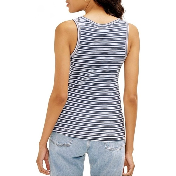 Three Dots 1x1 Stripe Tank Top Size M - Picture 2 of 8